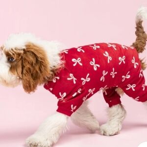 Fitwarm Red Dog Pajamas with White Bows Size M
